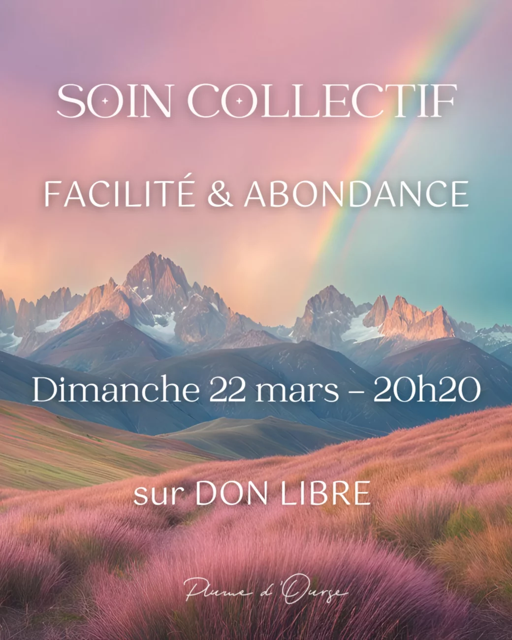 Arc en ciel féérique sur un paysage montagneux